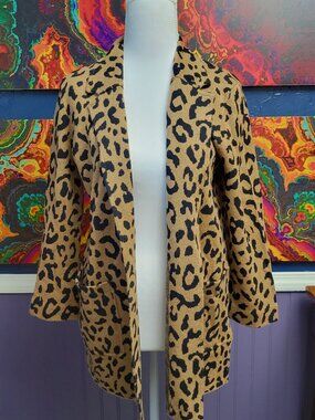 J. Crew ~ Sz XXS ~ Animal Print Cardigan Wool ~ Excellent Condition